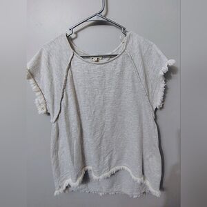 Umgee Women's Size Medium Light Gray Short Sleeve Top